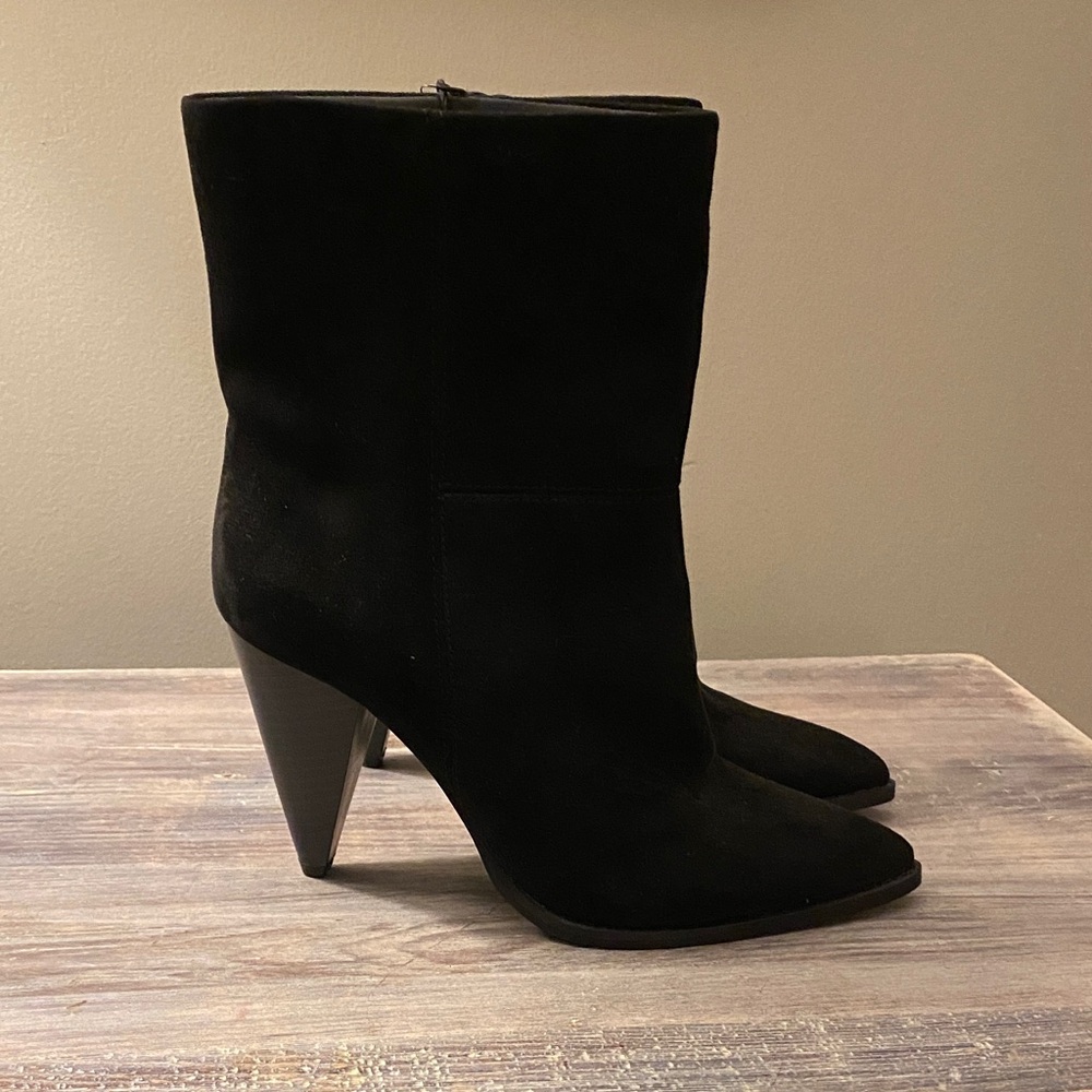 New Black Heeled Pointed Toe Ankle Booties